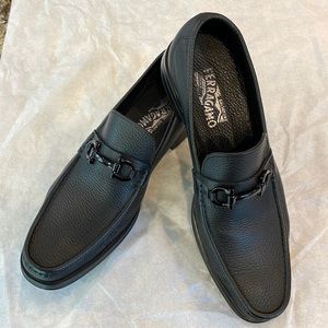 Salvatore Ferragamo black Leather slip on with black buckle
